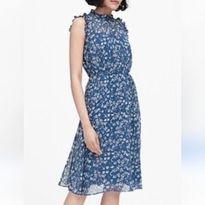 Banana Republic Blue Floral Sleeveless Midi Dress